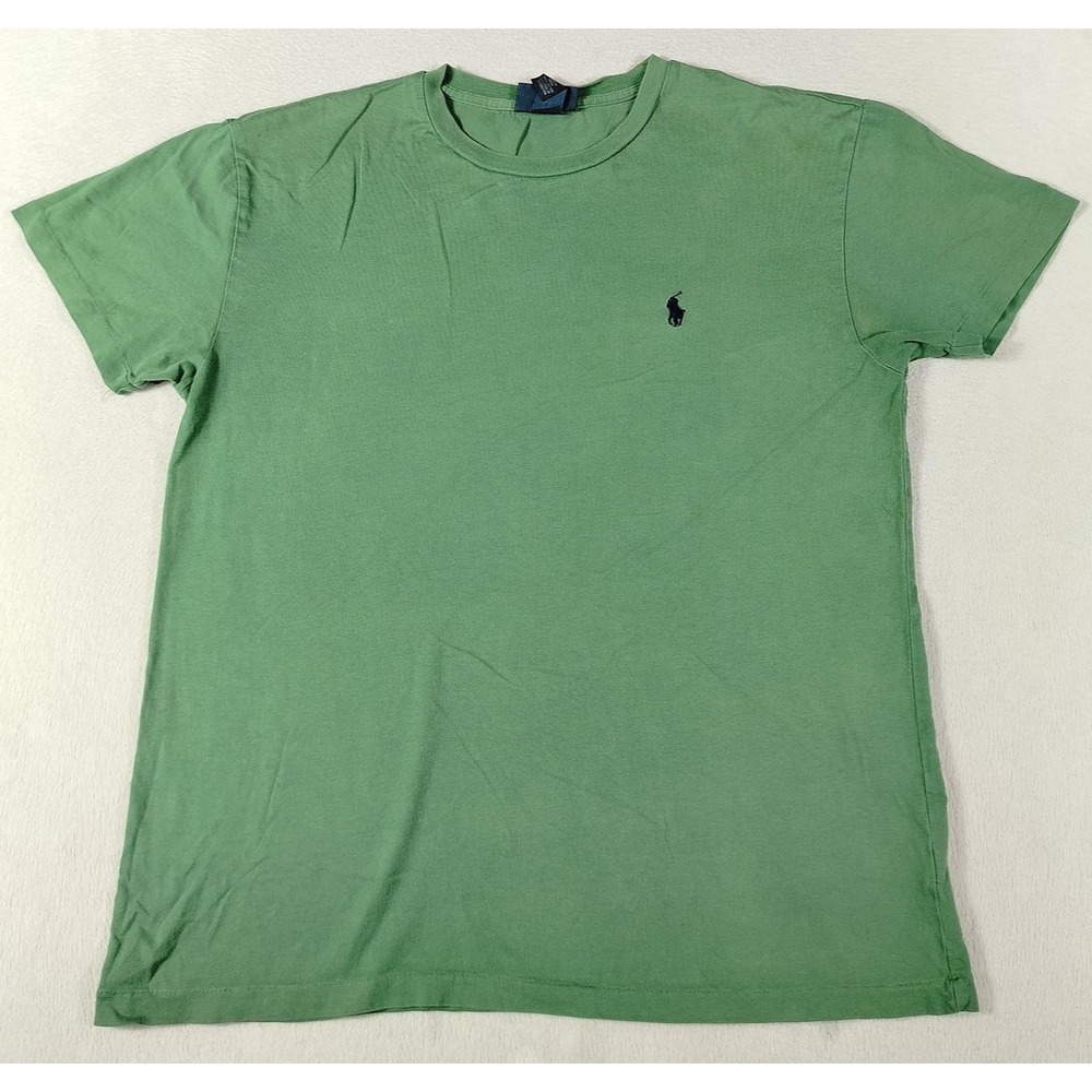 Vintage Polo Ralph Lauren Shirt Mens Small Green Crewneck Pony‎ Logo Tee Cotton
